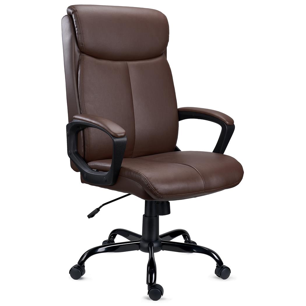 Kontorlænestol COSMO, Elegant Design, Komfortabel, Metalfod, I Brunt Læder