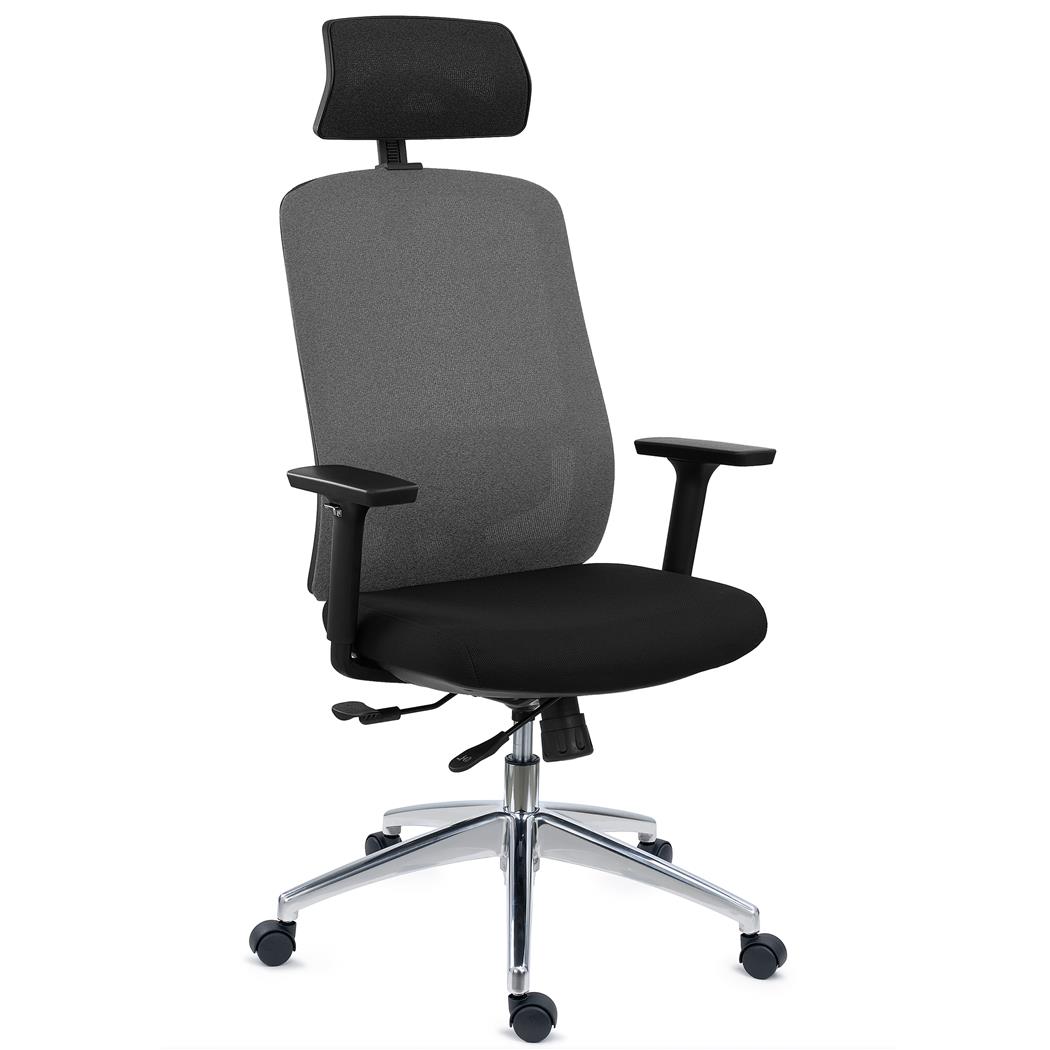 Ergonomisk Stol ASTRA LUX, Nakkestøtte, Sædedybdejustering, Synkroniseret Mekanisme, 8 Timers Brug, Grå