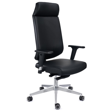Kontorlænestol MILANO, Professionelt Ergonomisk Design, Førsteklasses Materialer, Sort Læder