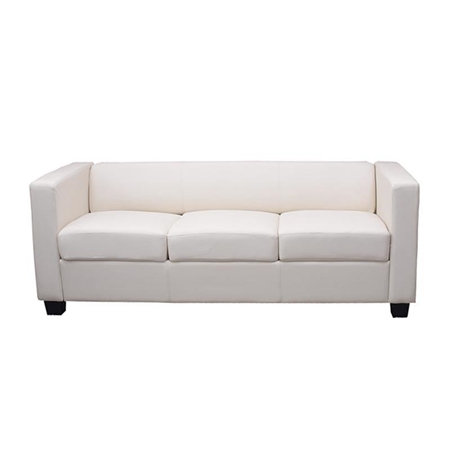 3-personers Lænestol BASILIO, Elegant Design, Høj Komfort, I Læder, Hvid Farve