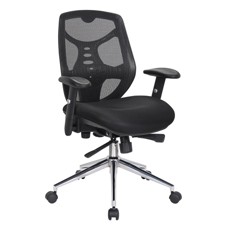 Ergonomisk stol MANTRA, Fantastisk Ryglæn, Justerbare Armlæn, 8 Timers brug, I Sort