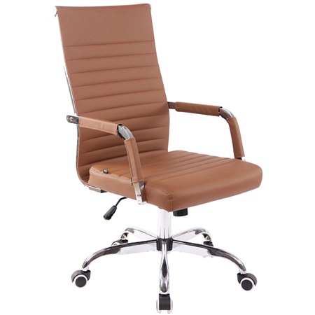 Kontorstol BERLIN, Elegant Design, Meget Komfortabel, I Lysebrunt Læder