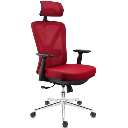Ergonomisk stol TOWER, Justerbar Fodstøtte, Innovativt Design, Intensiv Brug i 8 Timer, I Rød